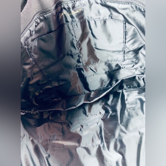 VS pink metallic & black large striped full zip canvas travel tote size XL - Picture 6 of 9